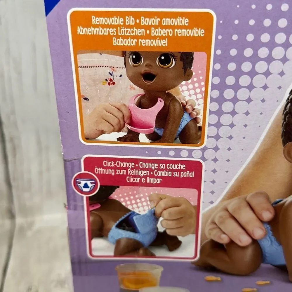 Baby Alive Lil Snacks Doll Black Hair ‎ New Toy Action HASBRO